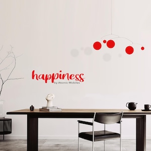 HAPPINESS Art Mobile | Joyful Kinetic Hanging Sculpture in Designer Colors | 4 Sizes | MCM Home Decor