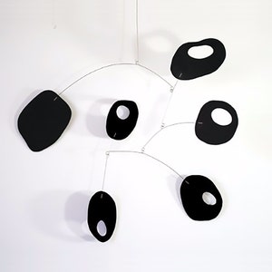 Cool Black Retro Art Mobile | Mid Century Modern Home Decor | Hanging Mobiles in 2 Sizes | Gift Idea for Him | 1960s 70s style decorations