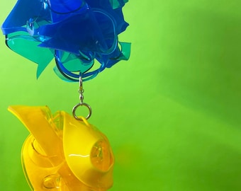 Unique Modern Acrylic Modern Abstract Art Mobile: Swivel Rings, Bespoke Sculpture One of a Kind