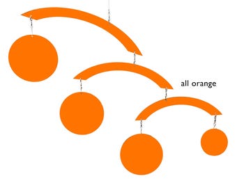 Orange Atomic Mobile: MCM Kinetic Hanging Art - Modernist Home Decor