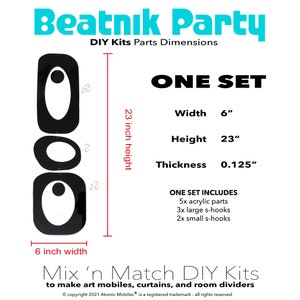 Beatnik Party Mix 'n Match Atomic DIY Kits Clear Colors Make MOD Room Dividers Mobiles Wall Art Curtains Mid Century Modern Decor image 7