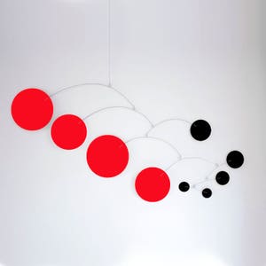 MOD MOBILE in Red + Black - 2 SIZES - Groovy Retro Mid Century Inspired Hanging Modern Art - Home Decor Mobiles - Great Gift Idea