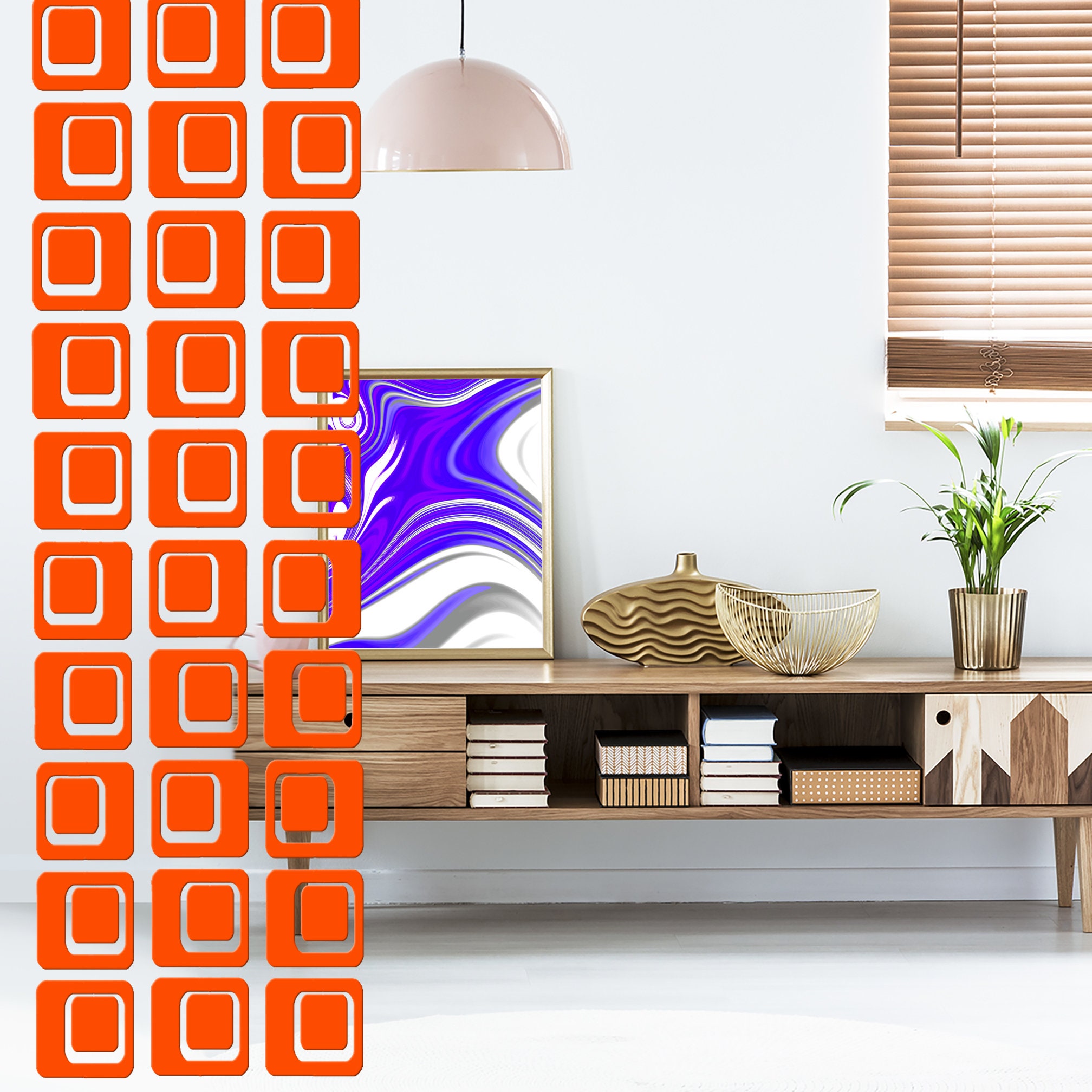 Stunning DIY Kit Orange Coolsville Room Divider Screen - Atomic