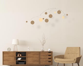 XL Kinetic Mobile: Beige Mid Century Modern Hanging Art, 8-Foot Wide