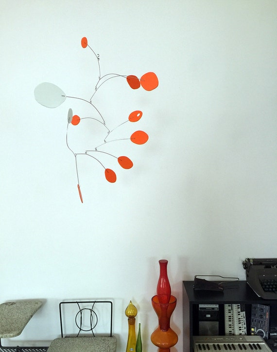Vivid Orange Modern Hanging Art Mobile 24