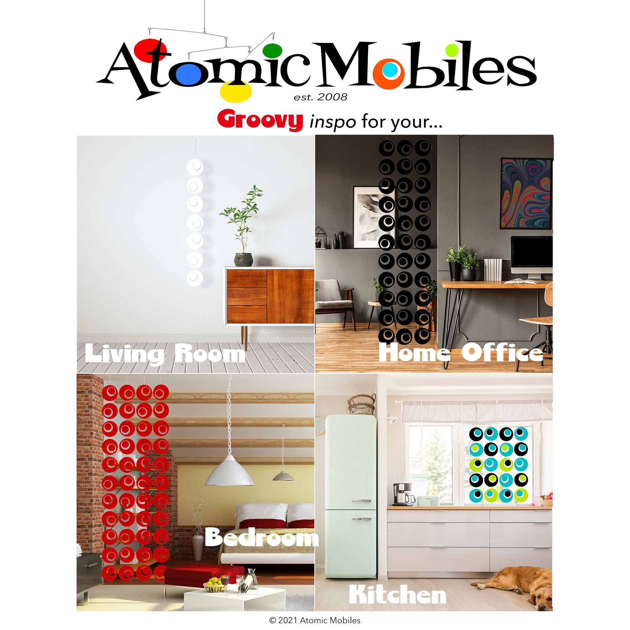 Groovy Retro Atomic Room Divider DIY Kit: Mid Century Modern Wall Art ...