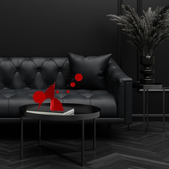 A handmade mid-century modern stabile with 106 favorites — bold, sculptural, Calder-esque drama for a shelf or coffee table that looks like it belongs in a design museum.