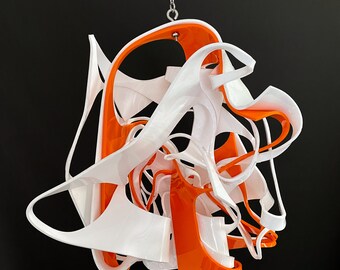 Captivating One of a Kind Kinetic Modern Art Mobile: Colorful Abstract Acrylic Hanging Sculpture