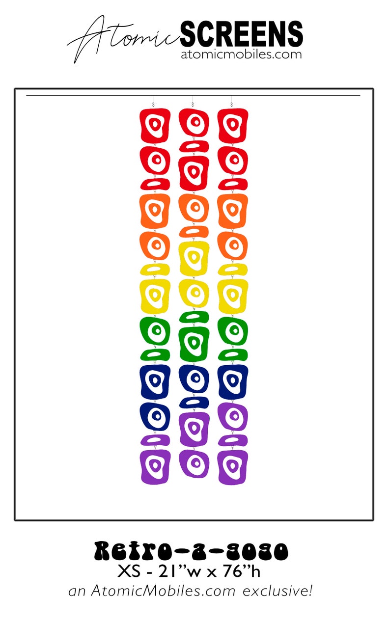 Atomic Screens Curtain Mod Curtains Room Divider Partition LGBTQ Pride Retro Mid Century Inspired Room Dividers Rainbow Doorway Curtain
