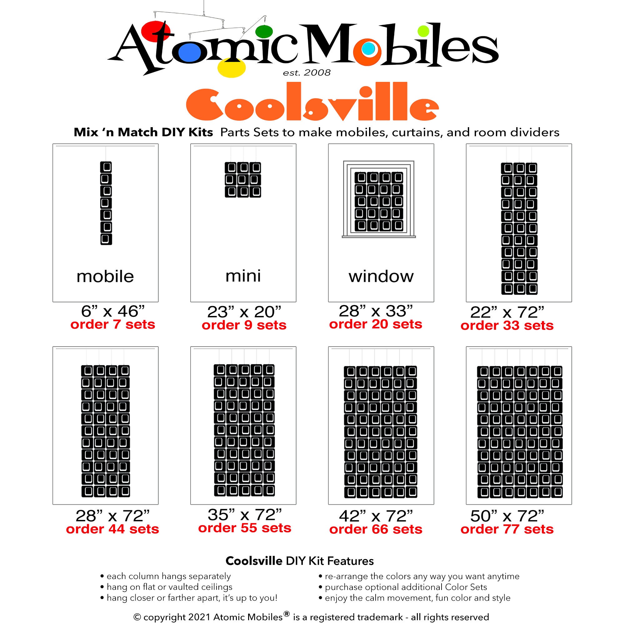 Coolsville Mix 'n Match Atomic DIY Kit - Retro Room Dividers | Wall Art ...