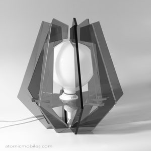 Smoky Gray Space Age Table Lamp: 1970s Retro ASTROLUMA Light