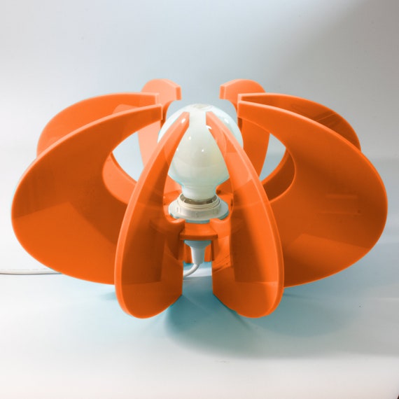 ビンテージ　ミッドセンチュリー アトミックランプ スペースエイジ　昭和レトロ オレンジ色の宇宙時代風テーブルランプ：レトロなアトミック・ミッド