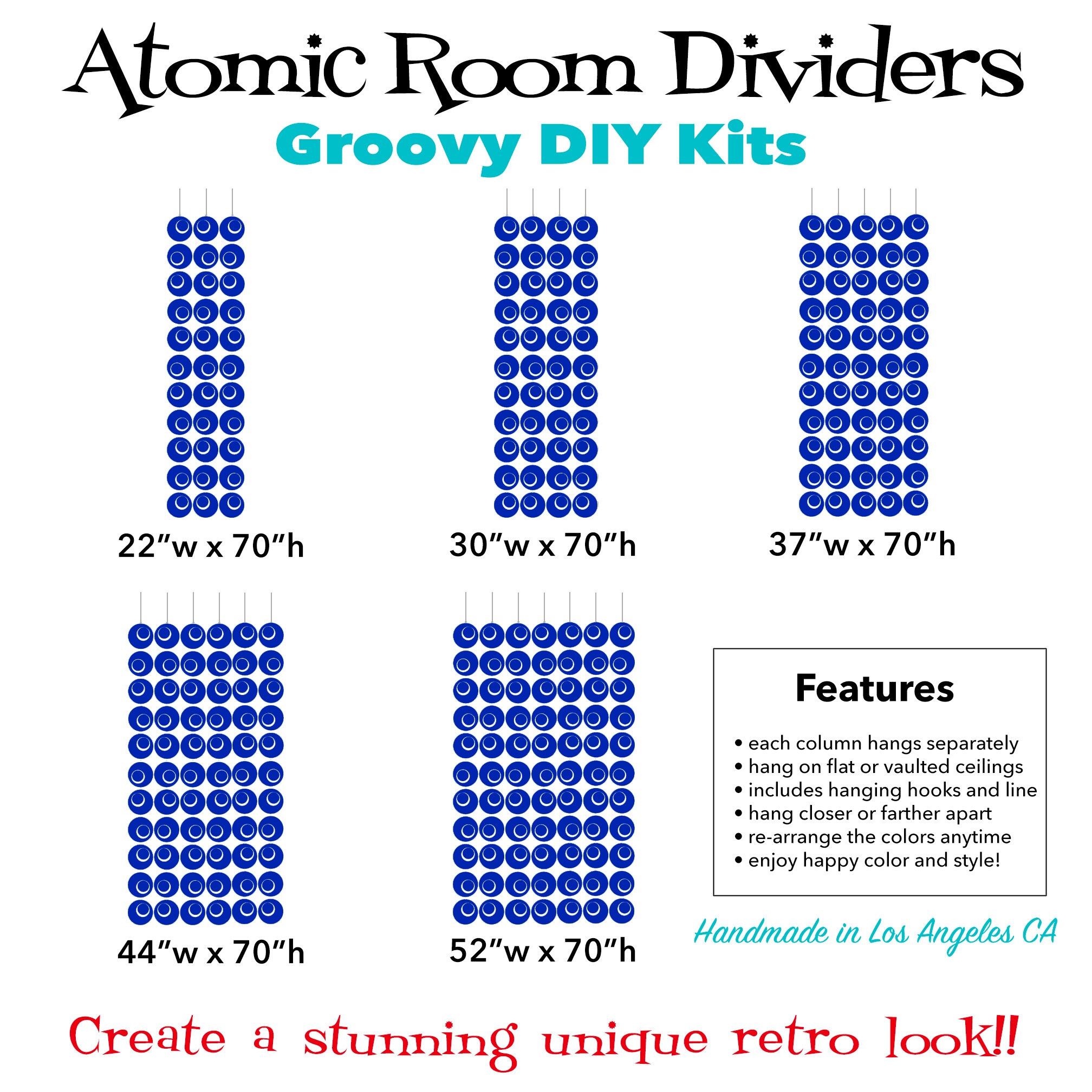 You'll Fall for Groovy DIY Room Divider Kit - Navy Blue Mid Century ...