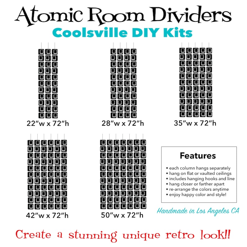 Black Coolsville Room Divider DIY Kit - Mid Century Modern Retro ...