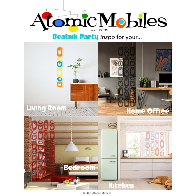 Beatnik Party Mix 'n Match Atomic DIY Kits Clear Colors Make MOD Room Dividers Mobiles Wall Art Curtains Mid Century Modern Decor image 2