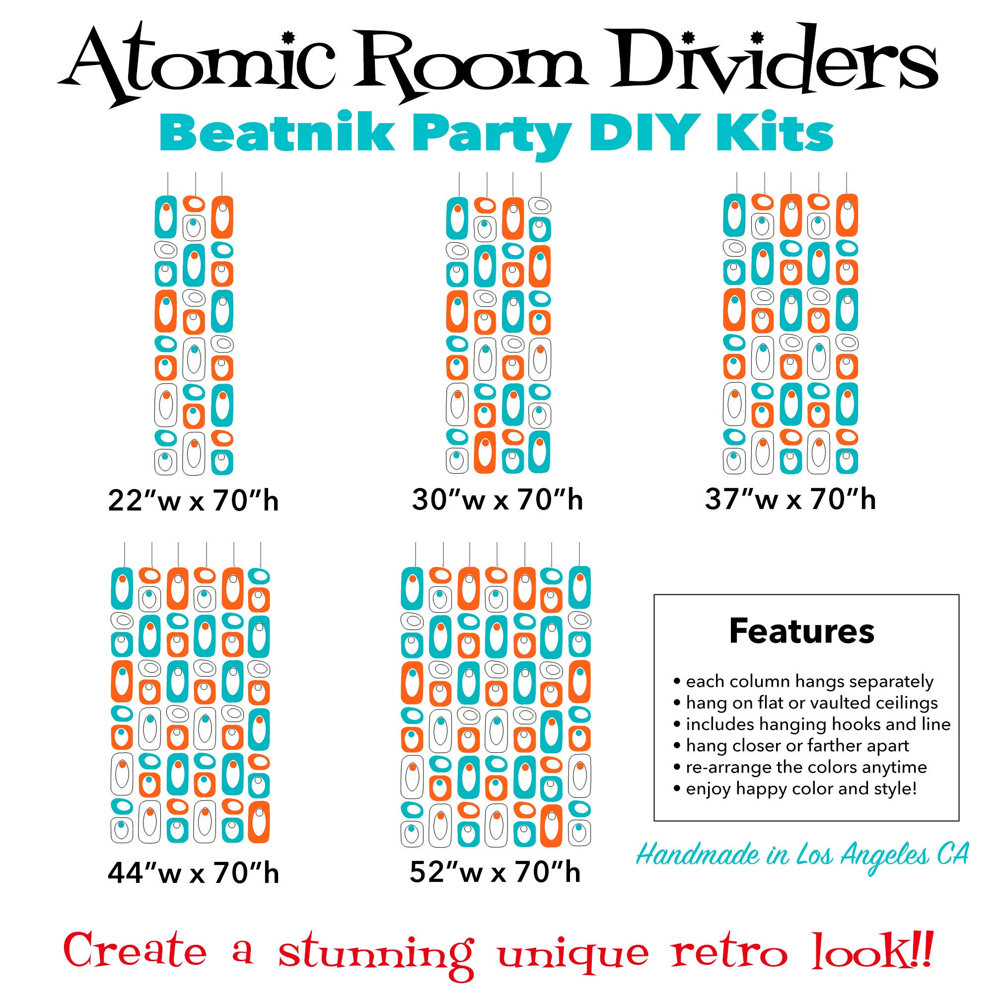 Palm Springs Beatnik Party Atomic Kit - Room Divider - Window Curtain ...
