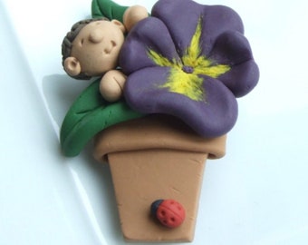 Brooch - Little Beehive Home Hand Crafted Polymer Clay Gift Idea for Mother's Day