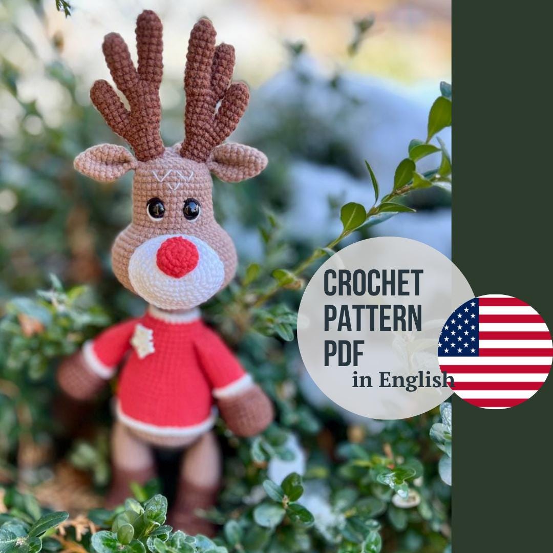 Rudolf the Reindeer Crochet Pattern, Amigurumi Reindeer, Amigurumi ...