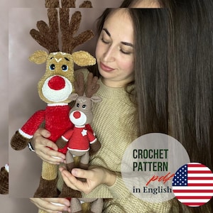 Rudolf the Reindeer crochet pattern, Amigurumi Reindeer, Amigurumi crochet toys, Christmas Reindeer, Christmas