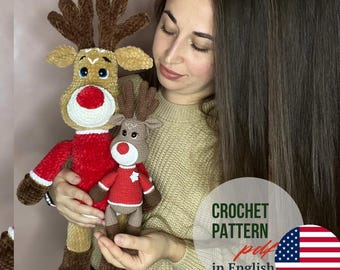 Rudolf the Reindeer crochet pattern, Amigurumi Reindeer, Amigurumi crochet toys, Christmas Reindeer, Christmas