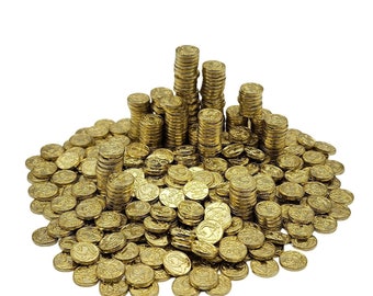 35 Monedas Pirata De Metal XL - Tesoro De Oro Para Juegos De Mesa, D&D, Cosplay Y Búsquedas Del Tesoro Con Bolsa Incluida