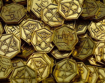 1000 Gold Fantasy Human Themed Metal Game Coins for Red Dragon Inn, Dungeons and Dragons & Tabletop RPG Games