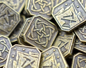 500 Gold Dwarven Metal Coins, TTRPG Accessories, Tabletop RPG Games, Board Game Token
