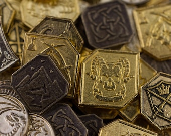 1000 Mixed Gold DnD Metal Game Coins for Red Dragon Inn, Dungeons and Dragons & Tabletop RPG's as well as Board games