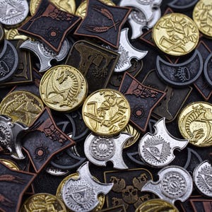 100 Mixed DnD Metal Game Coins, TTRPG Accessories, Currency for Wyrmspan, Dungeons and Dragons & Tabletop RPG Games, Board Game Token