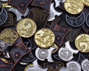 100 monete di metallo miste per giochi D&D, accessori per giochi di ruolo da tavolo, valuta per Wyrmspan, Dungeons and Dragons e giochi di ruolo da tavolo, gettone per giochi da tavolo