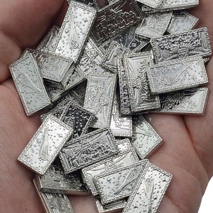 50 Platinum Metal Trade Bars, Game Coins, TTRPG Accessories, Dungeons and Dragons & Tabletop RPG Games, Board Game Token image 1