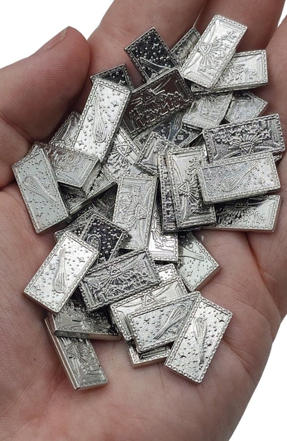 50 Platinum Metal Trade Bars, Game Coins, TTRPG Accessories, Dungeons and Dragons & Tabletop RPG Games, Board Game Token