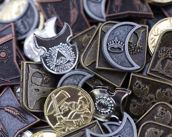 100 Mixed DnD Metal Game Coins, TTRPG Accessories, Currency for Wyrmspan, Dungeons and Dragons & Tabletop RPG Games, Board Game Token