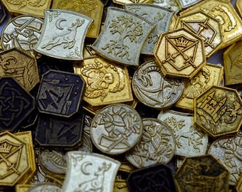 500 Mixed Gold DnD Metal Game Coins, TTRPG Accessories, Red Dragon Inn, Dungeons and Dragons & Tabletop RPG Games, Board Game Token