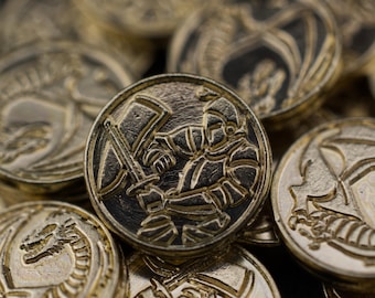 500 Gold Fantasy Game Coins, Tabletop RPG Accessories, Dungeons and Dragons Currency