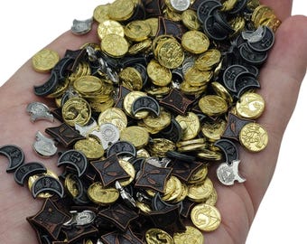 500 Mixed DnD Metal Game Coins, TTRPG Accessories, Currency for Wyrmspan, Dungeons and Dragons & Tabletop RPG Games, Board Game Token