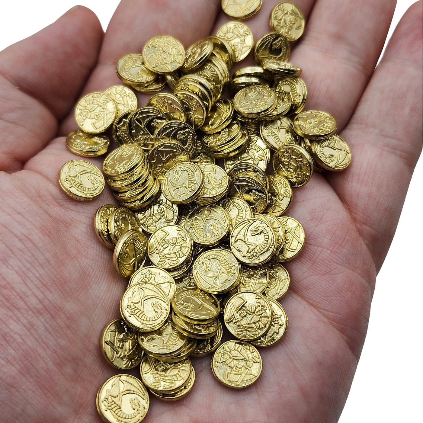 100 monete di metallo dorate per giochi di ruolo da tavolo (DnD), accessori per giochi di ruolo da tavolo (TTRPG), valuta per Wyrmspan, Dungeons and Dragons e altri giochi di ruolo da