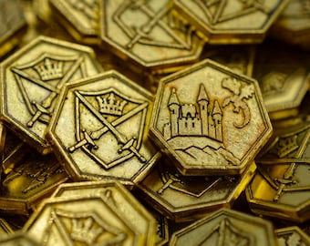 100 Gold Human Themed DnD Metal Game Coins, TTRPG Accessories, Red Dragon Inn, Dungeons and Dragons & Tabletop RPG Games, Board Game Token
