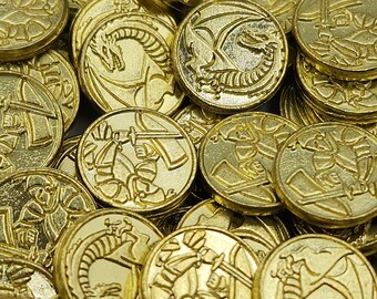 100 Gold Metal Game Coins for Dungeons and Dragons, Dungeon Crawler Carl , Daggerheart and other Tabletop RPG Games