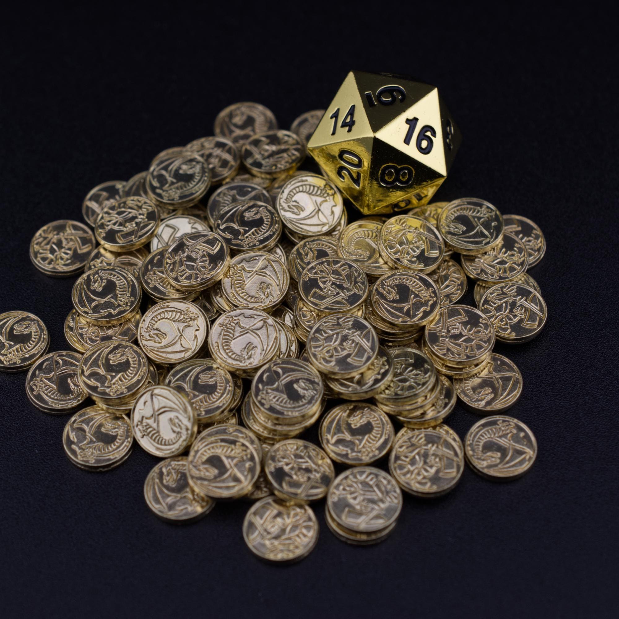 80 Pièces D’or En Métal Pour D&D – Avec Sac En Velours – Pour Jeux De Rôle, Chasse Au Trésor Ou Déco