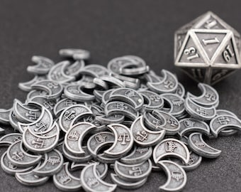 100 jetons de jeu en métal argenté pour Donjons et Dragons, accessoires de JDR, monnaie pour Wyrmspan, jeux de rôle sur table et jeux de rôle Donjons et Dragons.