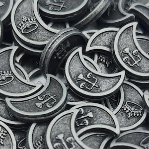 100 Silver DnD Metal Game Coins, TTRPG Accessories, Currency for Wyrmspan, Dungeons and Dragons & Tabletop RPG Games, Board Game Token