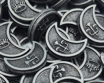100 monedas de plata para juegos de DnD, accesorios para juegos de rol de mesa, moneda para Wyrmspan, Dungeons and Dragons y juegos de rol de mesa, ficha para juegos de mesa