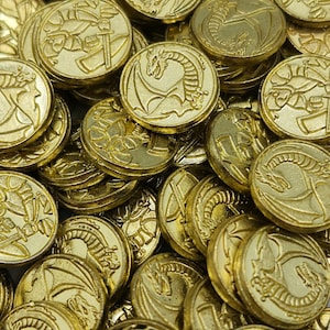 100 Gold DnD Metal Game Coins, TTRPG Accessories, Currency for Wyrmspan, Dungeons and Dragons & Tabletop RPG Games, Board Game Token