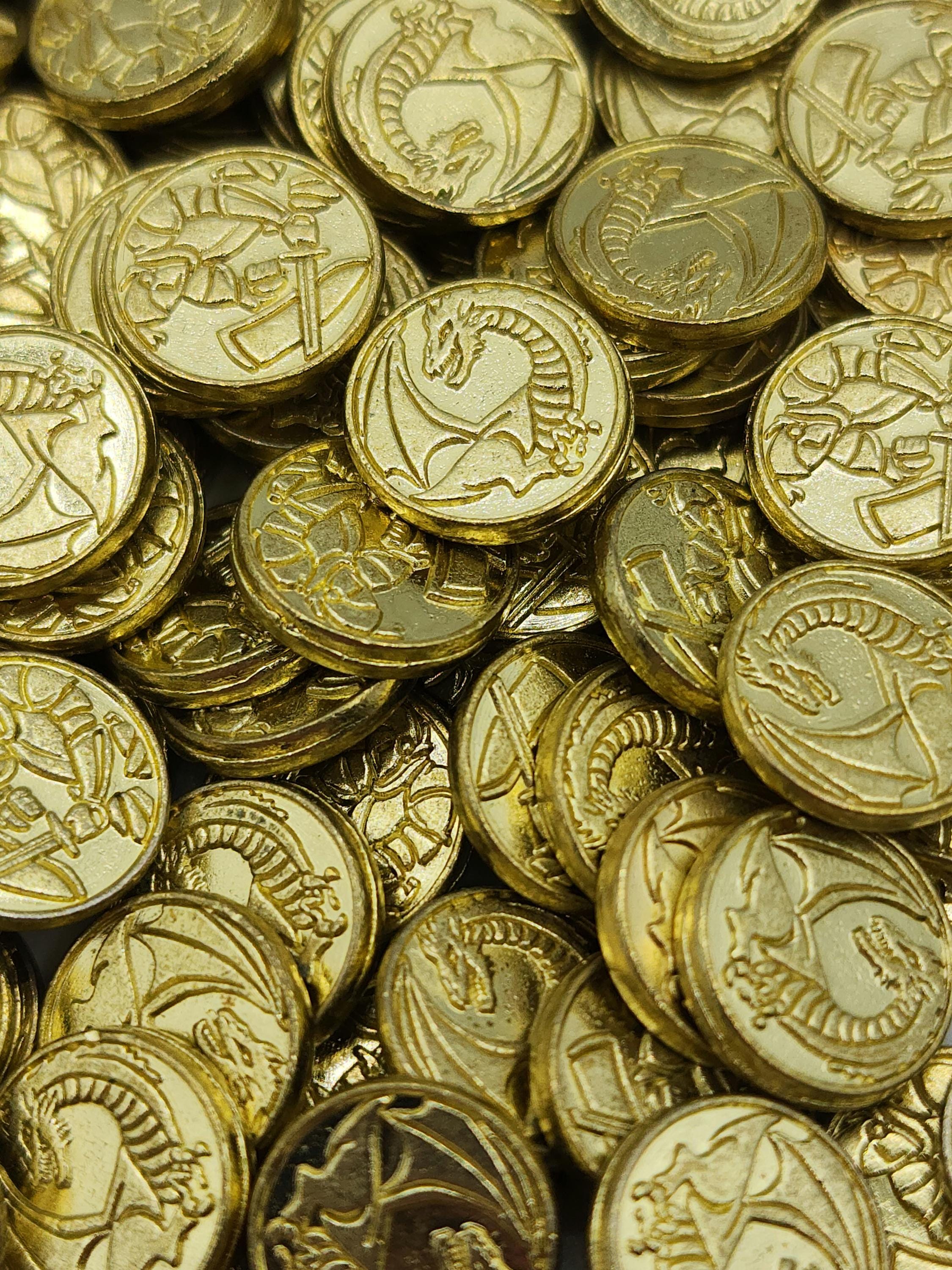 100ゴールドダンジョンズ＆ドラゴンズメタルゲームコイン、TTRPGアクセサリー、Wyrmspan、ダンジョンズ＆ドラゴンズ、テーブルトップRPGゲーム用通貨、ボードゲームトークン  - Etsy 日本