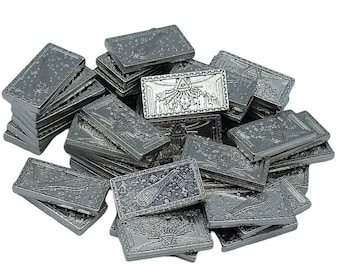 40 Platinum-Coloured Metal Trade Bars for Tabletop RPGs