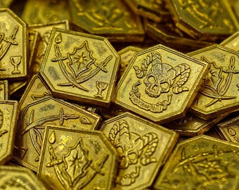 1000 Gold Fiendish Themed Metal Game Coins for Red Dragon Inn, Dungeons and Dragons & Tabletop Games