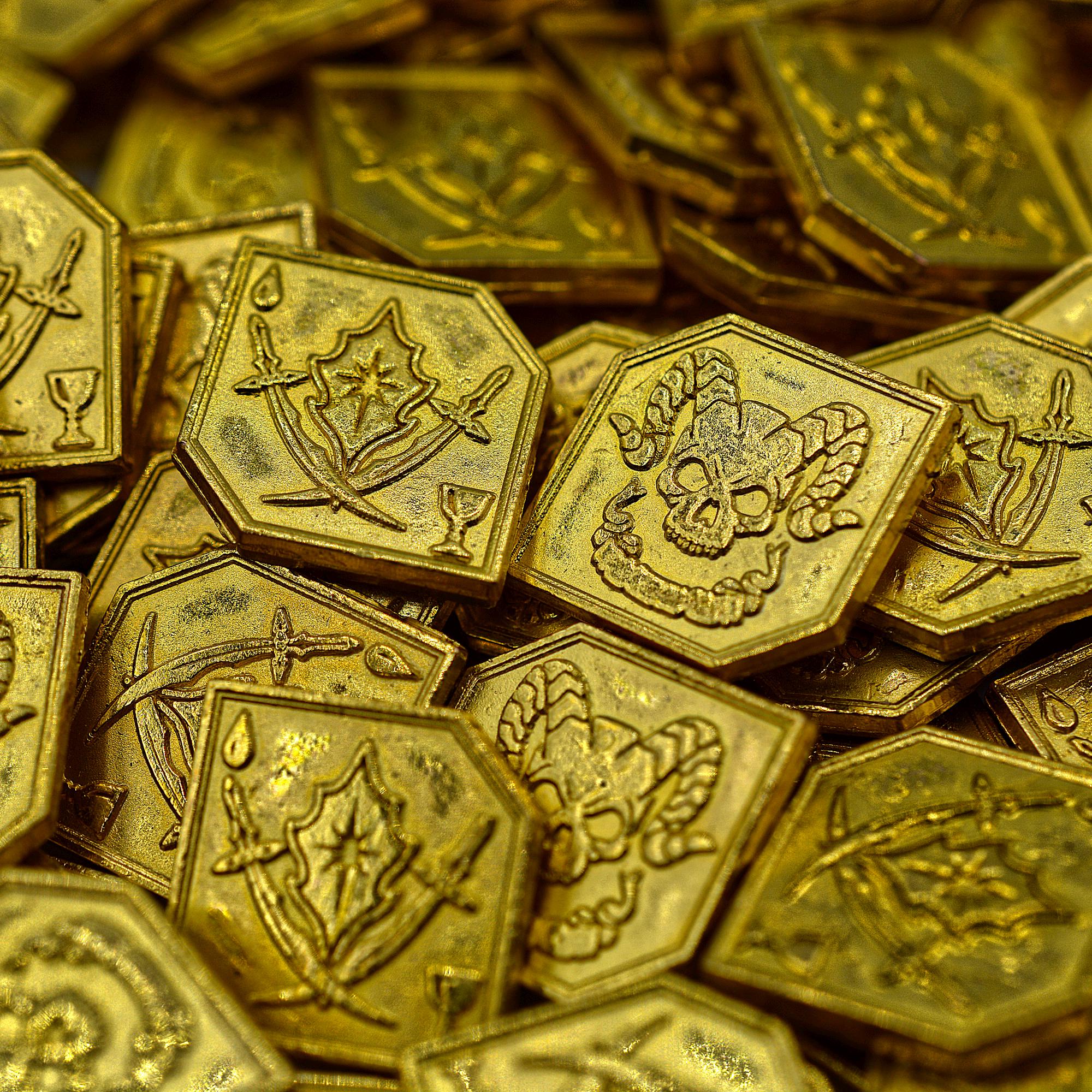 100ゴールドフィンディッシュテーマダンジョンズ＆ドラゴンズメタルゲームコイン、TTRPGアクセサリー、レッドドラゴンイン、ダンジョンズ＆ドラゴンズ＆テーブルトップゲーム、ボードゲームトークン  - Etsy 日本