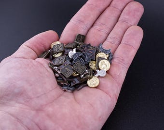 100 Mixed DnD Metal Coins, TTRPG Accessories, Red Dragon Inn, Dungeons and Dragons & Tabletop RPG Games, Board Game Token