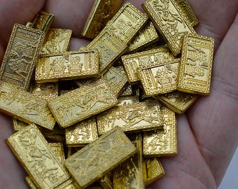 50 gouden metalen handelsstaven, spelmunten, TTRPG-accessoires, Dungeons and Dragons & Tabletop RPG-spellen, bordspelfiches
